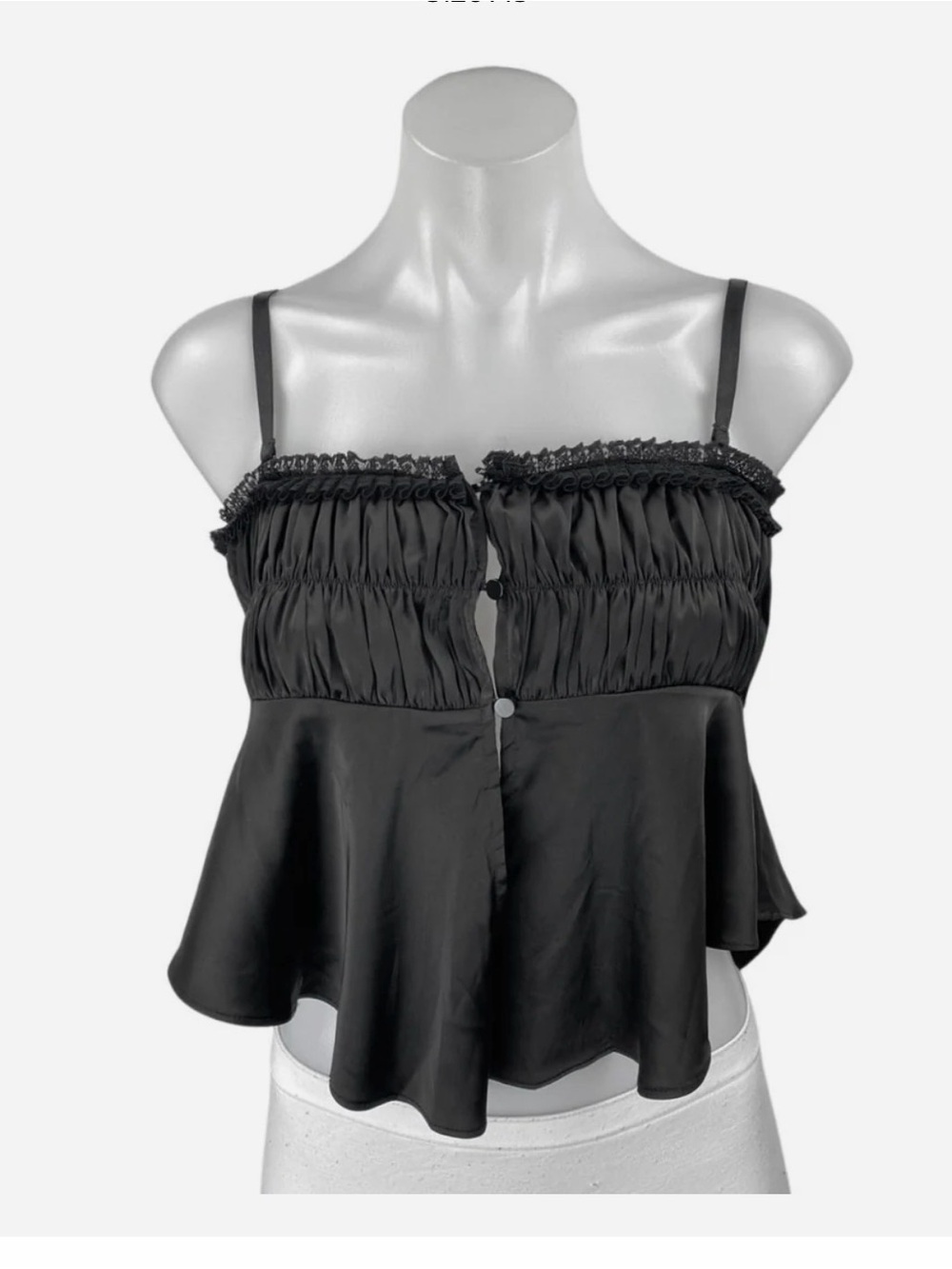 *new* Forever21 Black Satin Ruffle Camisole Top
